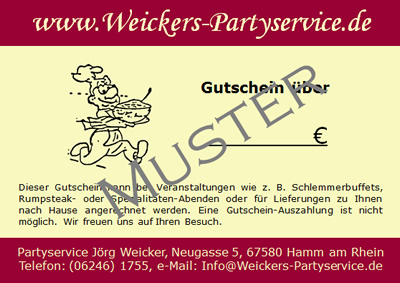 Partyservice Jörg Weicker, Hamm - Geschenk-Gutscheine